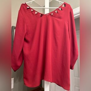 Red cut out long sleeve